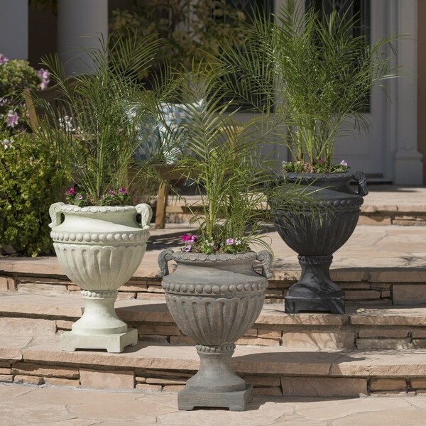 Alston Outdoor 24-inch Cast Stone Urn by Christopher Knight Home