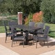 preview thumbnail 3 of 8, Pelican Outdoor 7-piece Rectangle Light-Weight Concrete Wicker Dining Set by Christopher Knight Home