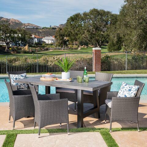 Sina Outdoor Rectangle Lightweight Wicker Dining Set by Christopher Knight Home