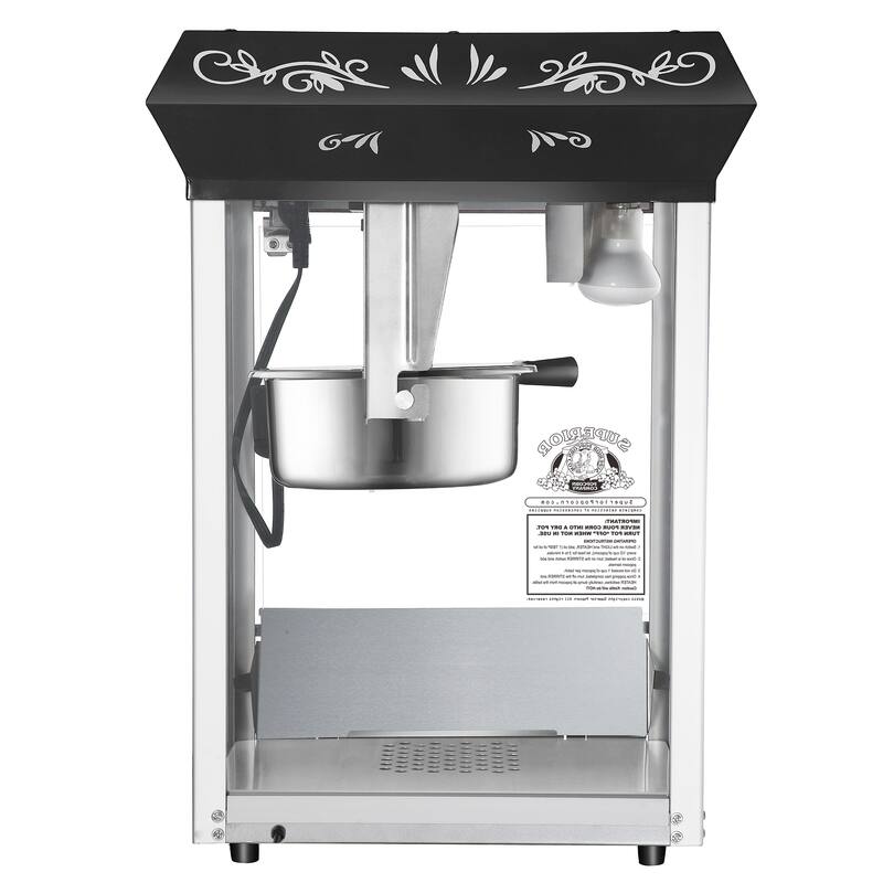 Countertop Popcorn Machine- Antique Style Movie Night Popper- 8oz Kettle & Old Maids Drawer by Superior Popcorn Company (Black)