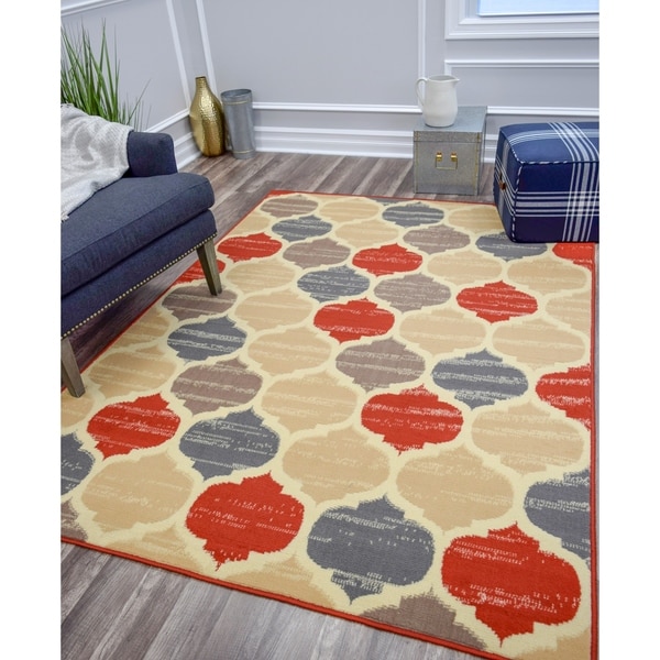 Jacoby Modern Morrocan Trellis Multi Color Area Rug - 8' x 10'