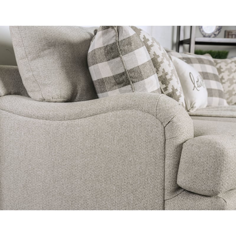 Zito Transitional Grey Linen Fabric Padded Sofa by Furniture of America