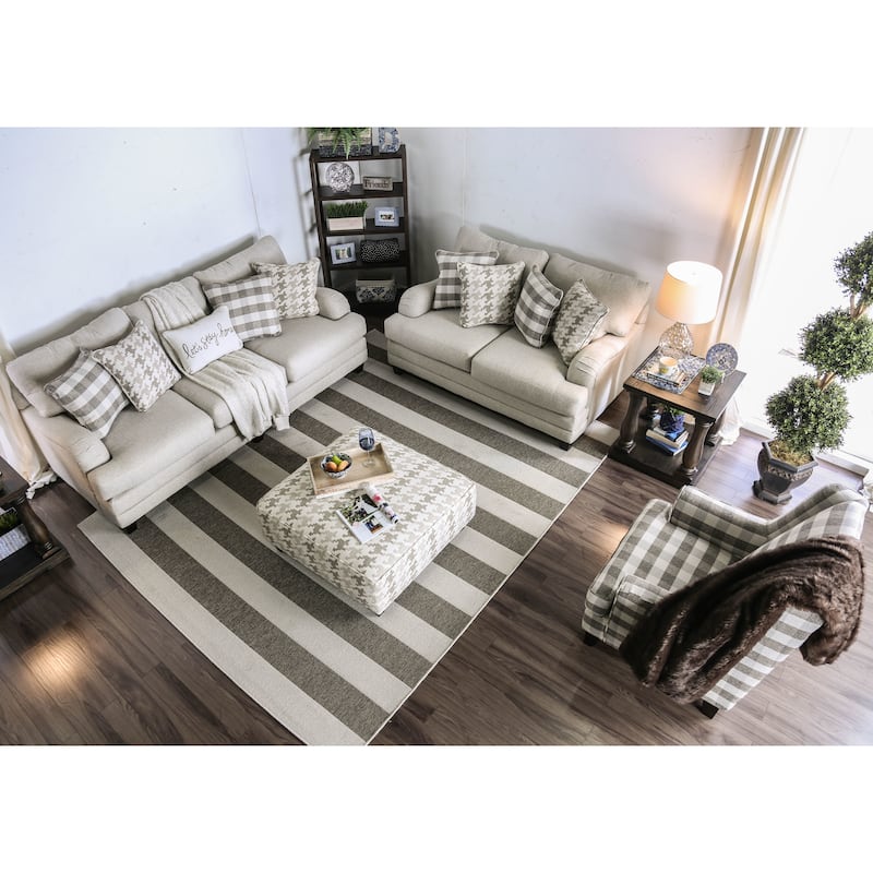 Zito Transitional Grey Linen Fabric Padded Sofa by Furniture of America