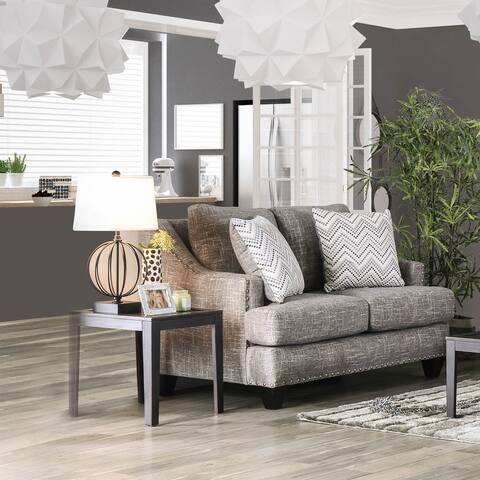Furniture of America Jiff Contemporary Grey Chenille Padded Loveseat
