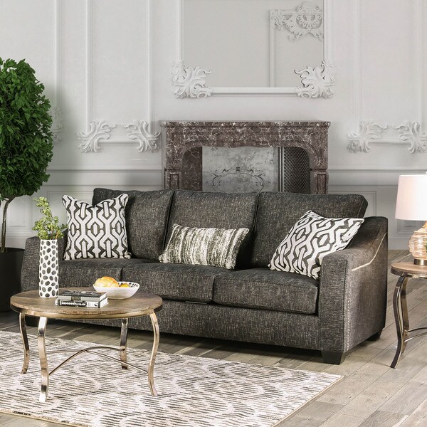 Furniture Of America Tino Contemporary Microfiber Charcoal Grey Furniture Of America Tino Contemporary Microfiber Charcoal Grey Sofa