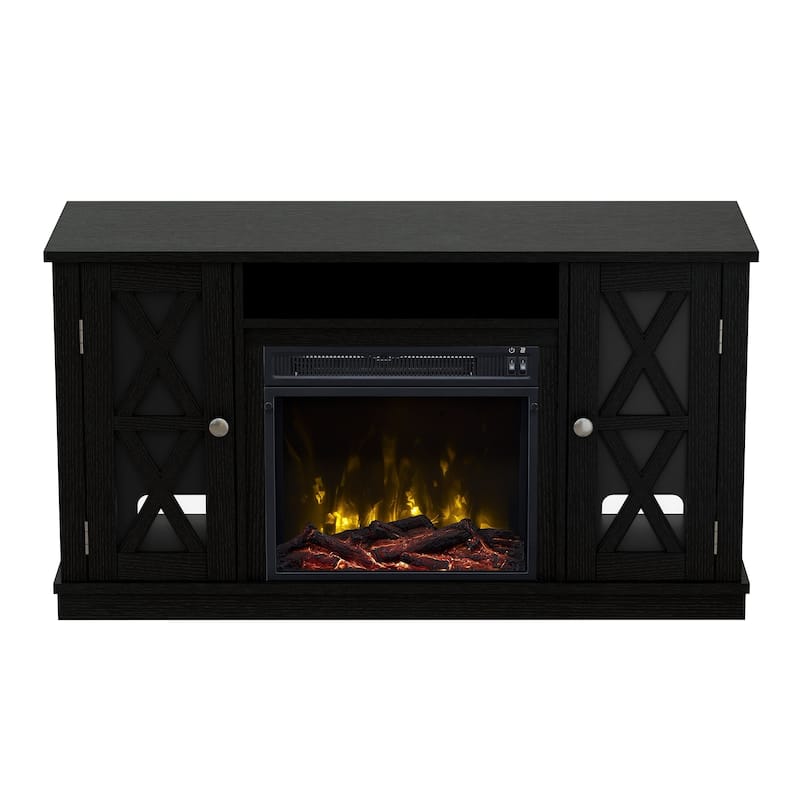 Bayport TV Stand for TVs up to 55" with Electric Fireplace, Black