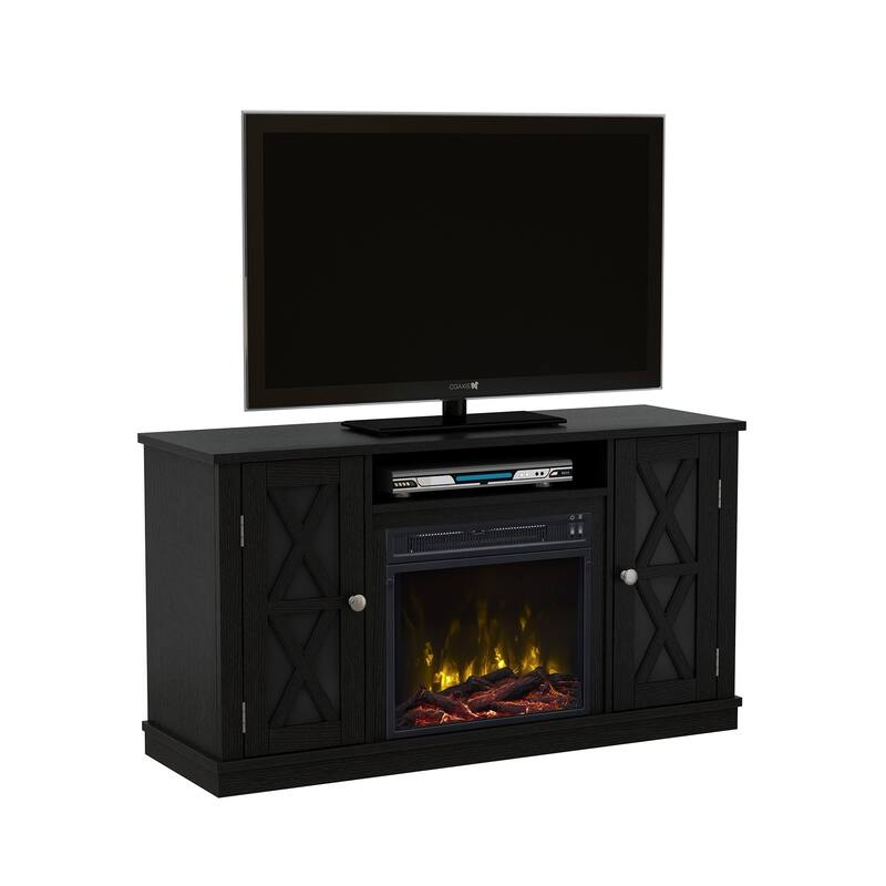 Bayport TV Stand for TVs up to 55" with Electric Fireplace, Black