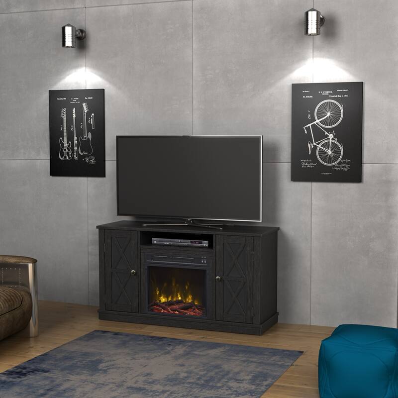 Bayport TV Stand for TVs up to 55" with Electric Fireplace, Black