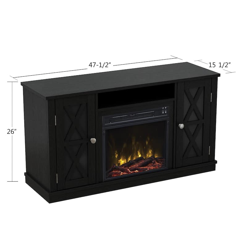 Bayport TV Stand for TVs up to 55" with Electric Fireplace, Black