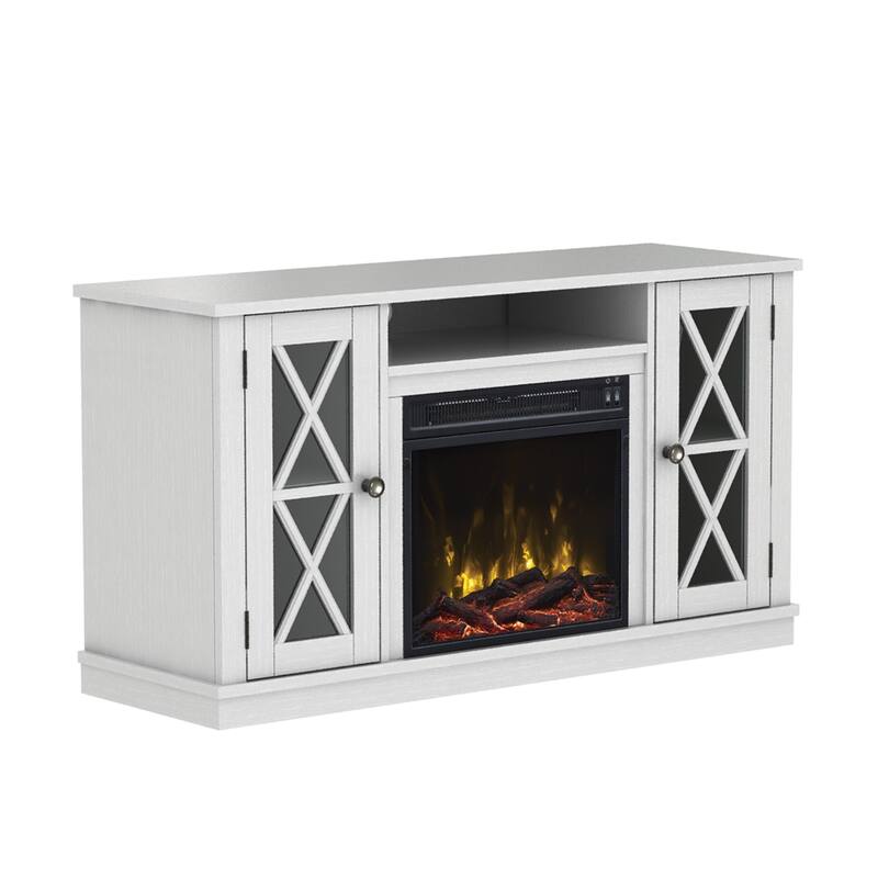 Bayport TV Stand for TVs up to 55" with Electric Fireplace, White
