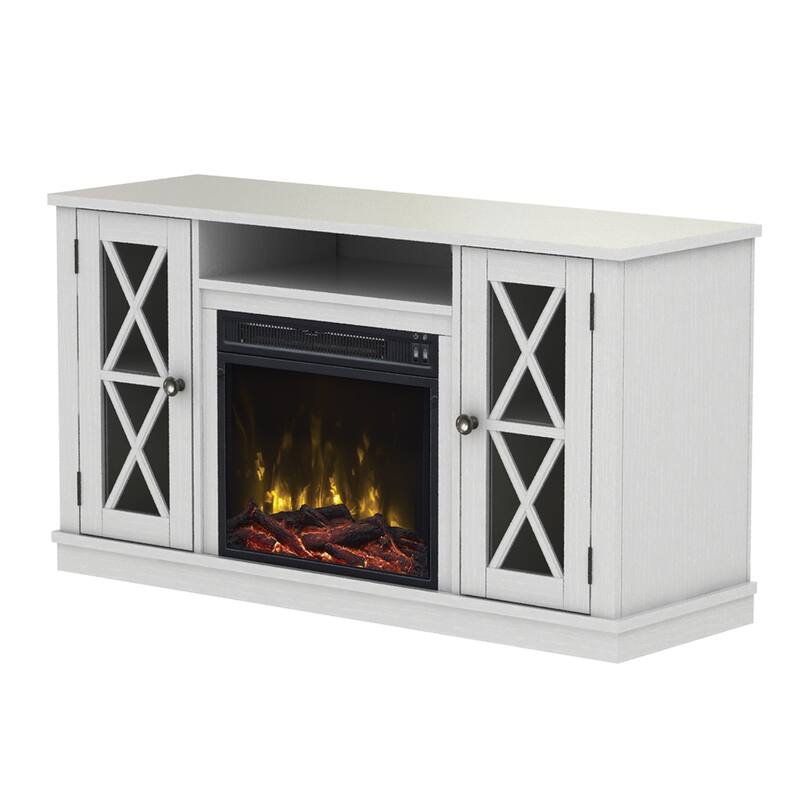 Bayport TV Stand for TVs up to 55" with Electric Fireplace, White
