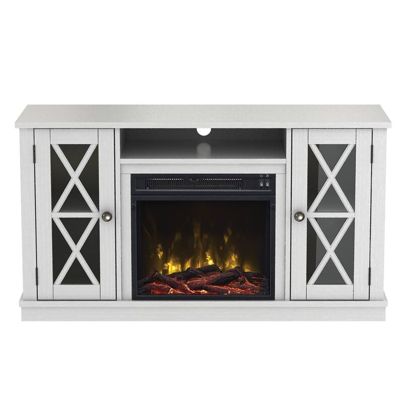 Bayport TV Stand for TVs up to 55" with Electric Fireplace, White