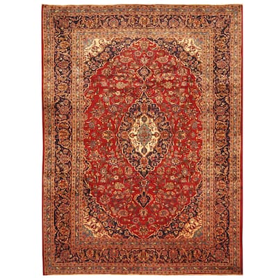 Handmade Herat Oriental Persian Hand-Knotted Kashan Wool Rug (Iran) - 8'2 x 11'6