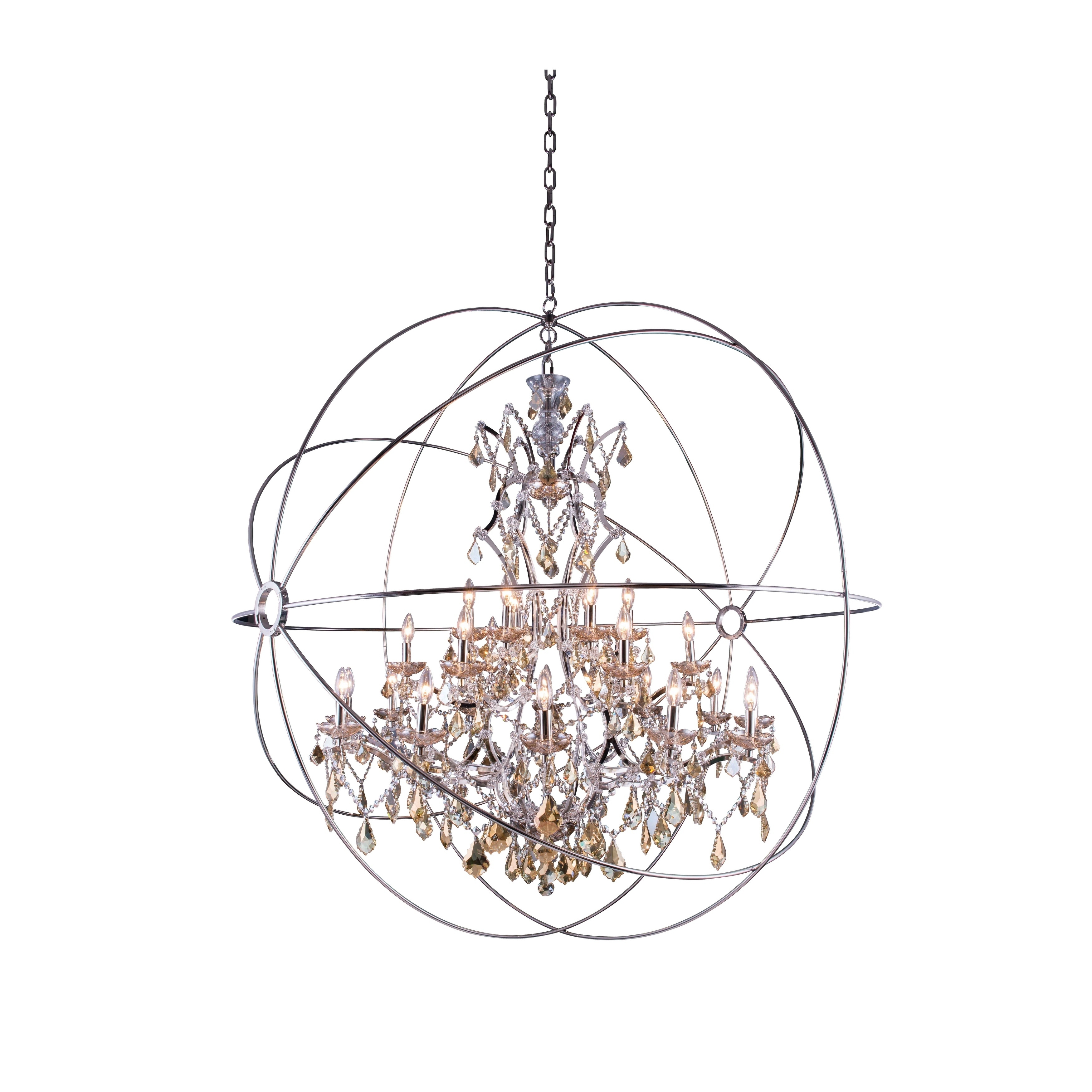 Royce Edge 25-Light Polished Nickel Chandelier (polished nickel (royal cut golden teak crystals)) - Chandeliers For Bedrooms by Overstock.com