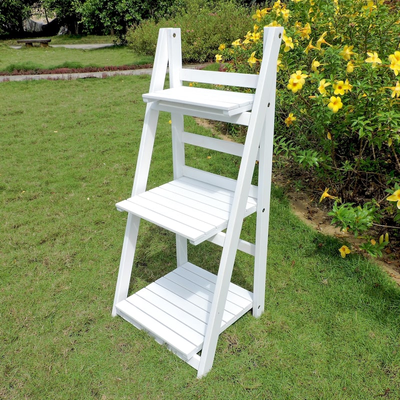 International Caravan Royal Fiji 3-Tier Plant Shelf - Antique White