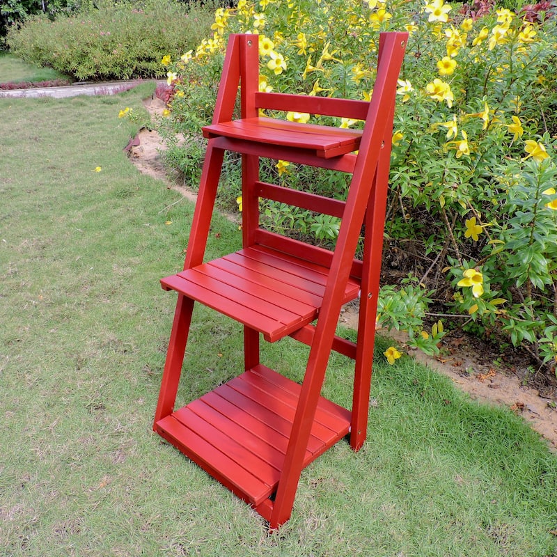 International Caravan Royal Fiji 3-Tier Plant Shelf - Barn Red