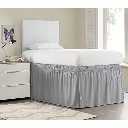 Ruffled Dorm 32-inch Drop Bed Skirt - silver birch - Twin XL