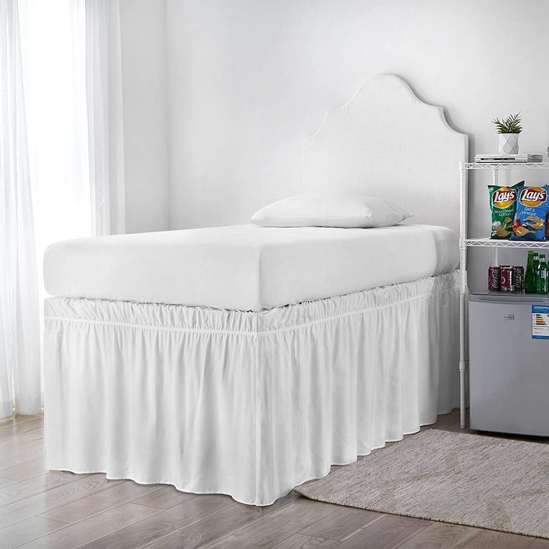 Ruffled Dorm 32-inch Drop Bed Skirt - White - Twin XL