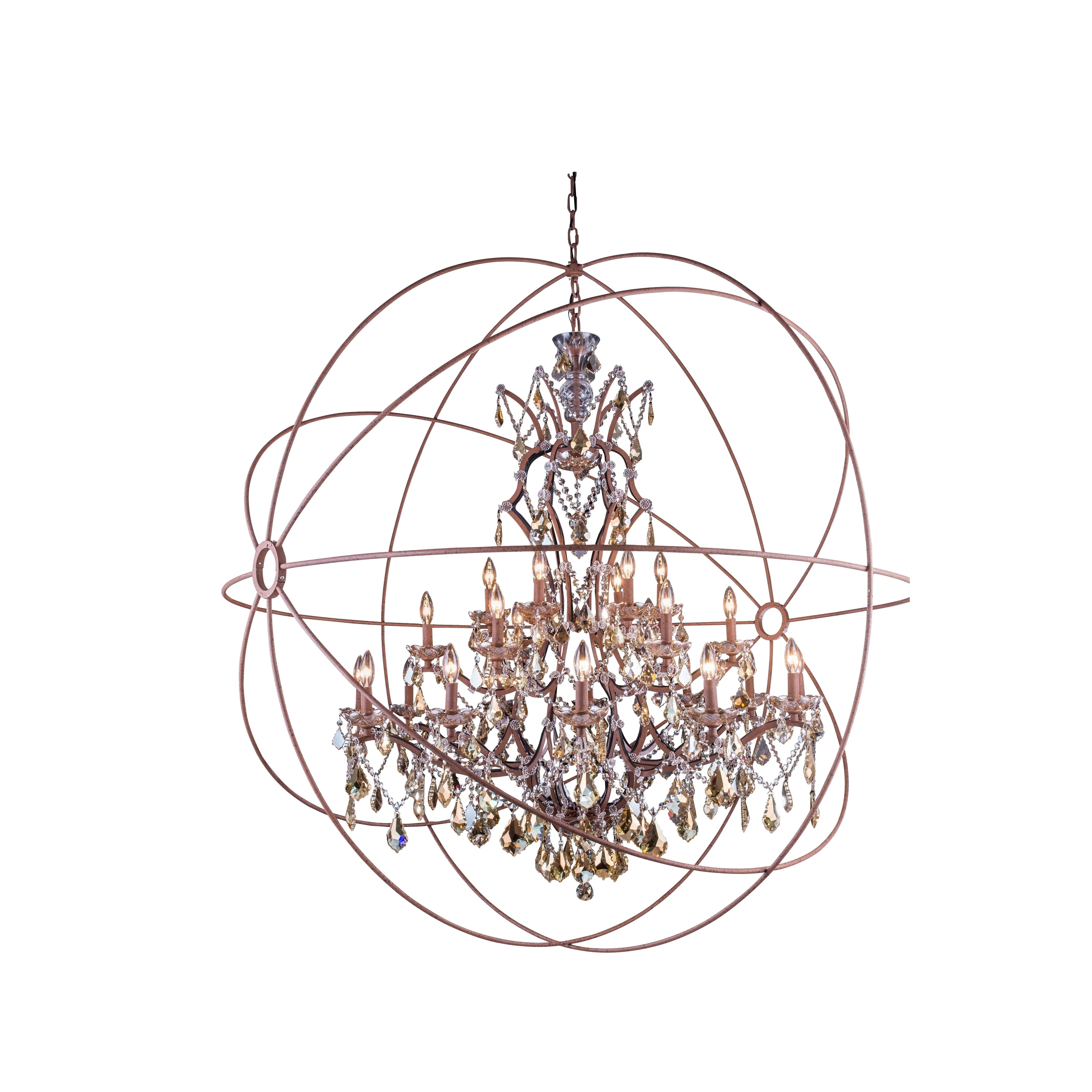 Royce Edge 25-Light Rustic Intent Chandelier (rustic intent (royal cut golden teak crystals)) - Chandeliers For Bedrooms by Overstock.com