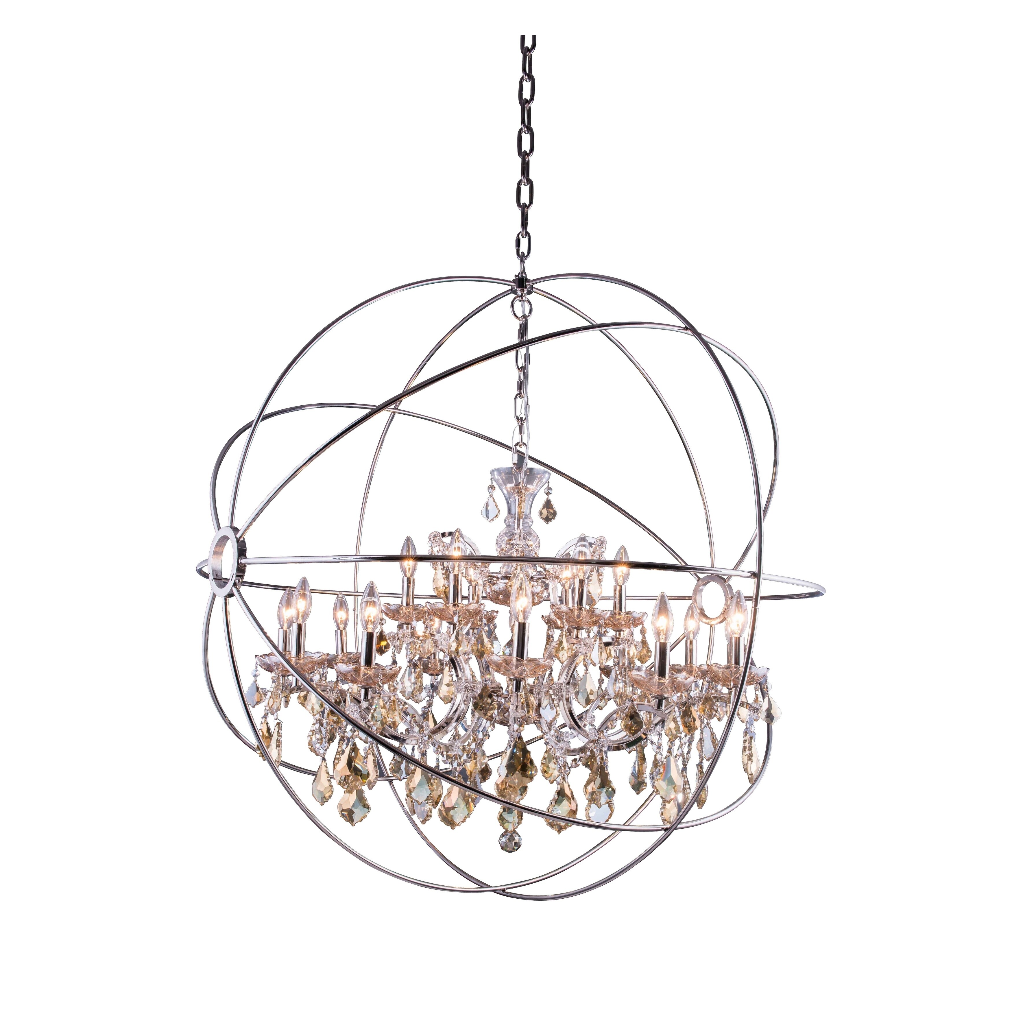 Royce Edge 18-Light Polished Nickel Chandelier (polished nickel (royal cut golden teak crystals)) - Chandeliers For Bedrooms by Overstock.com