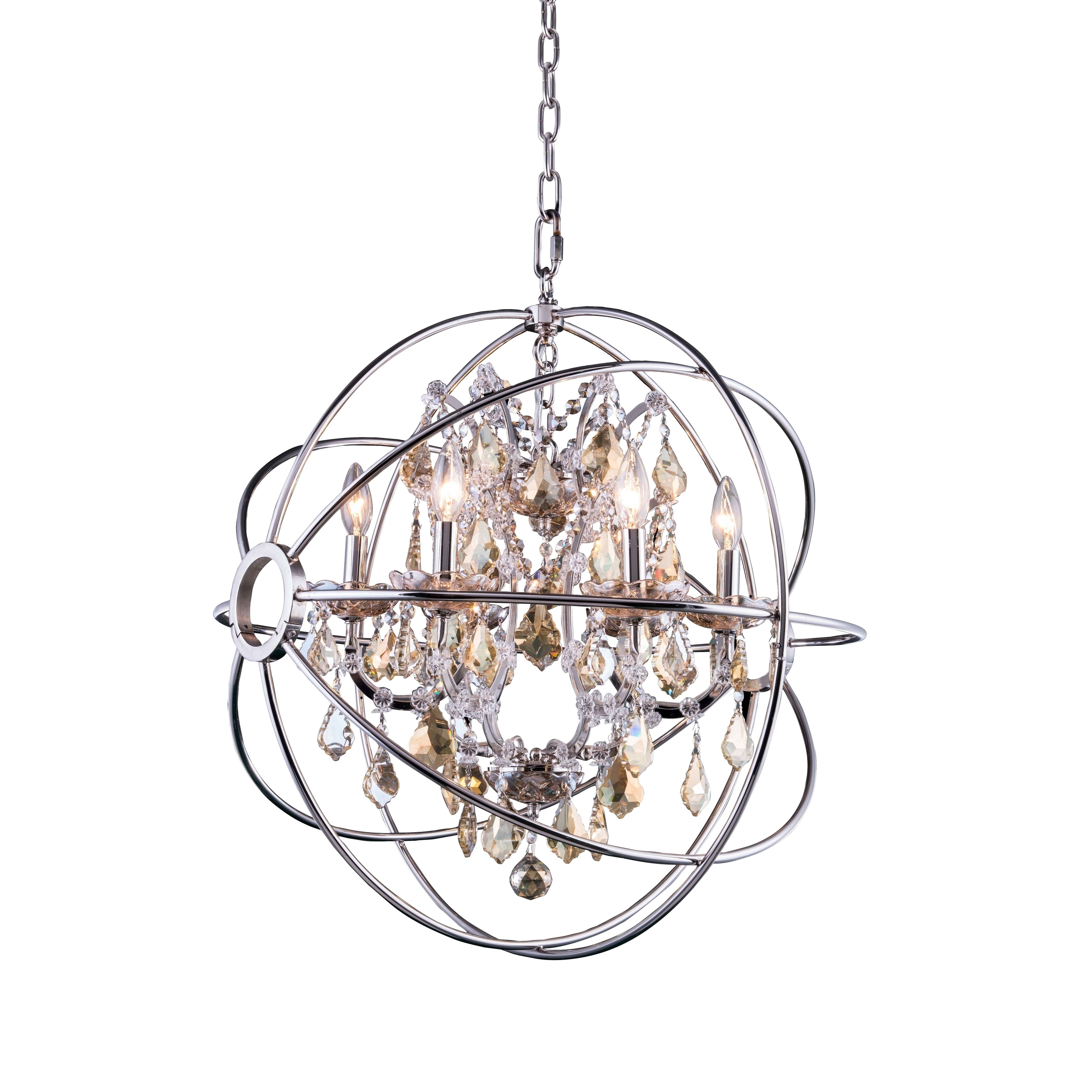 Royce Edge 6-Light Polished Nickel Chandelier (polished nickel (royal cut golden teak crystals)) - Chandeliers For Bedrooms by Overstock.com