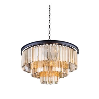 Royce Edge 9-Light Matte Black Chandelier (matte black (royal cut golden teak crystals)) - Chandeliers For Bedrooms by Overstock.com