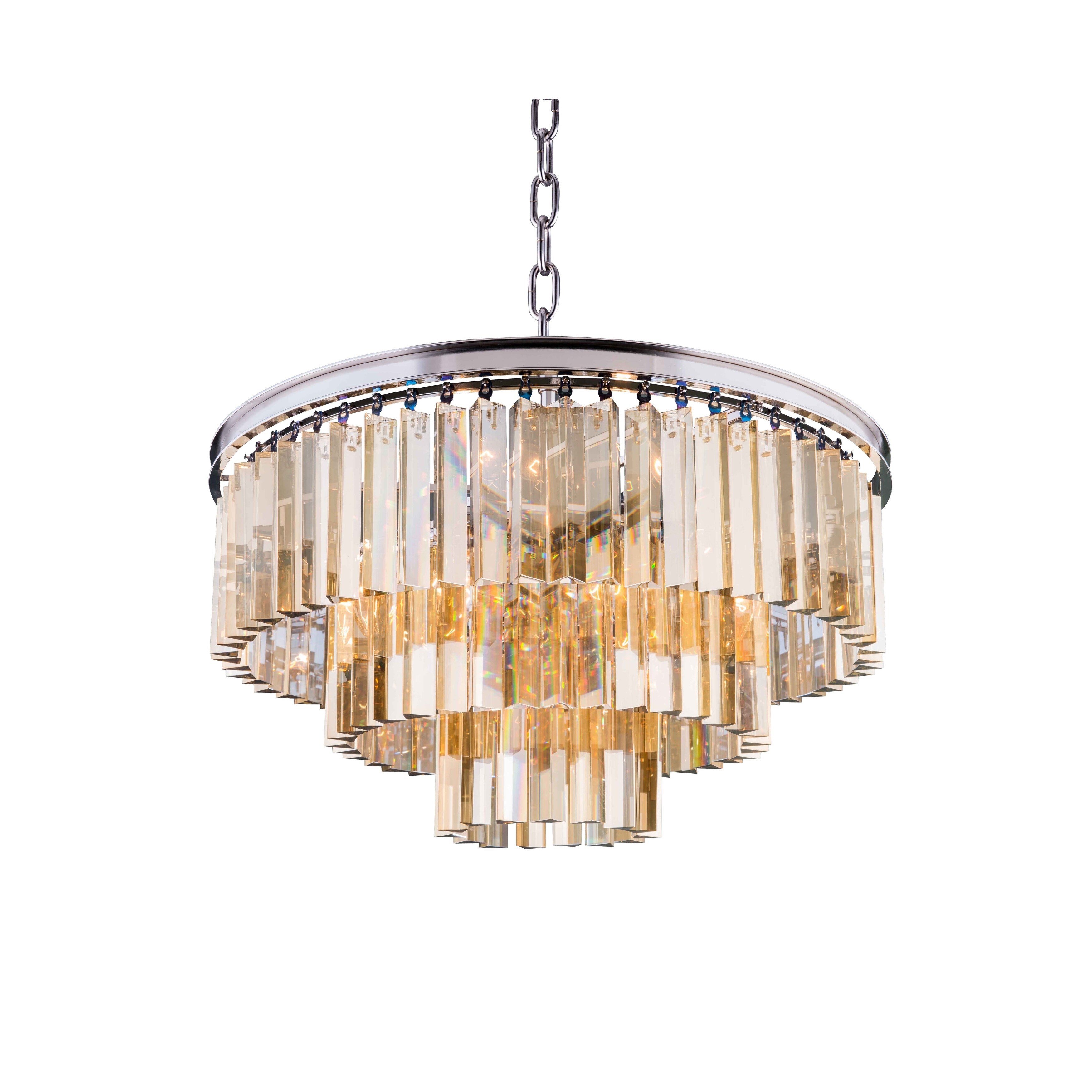 Royce Edge 9-Light Polished Nickel Chandelier (polished nickel (royal cut golden teak crystals)) - Chandeliers For Bedrooms by Overstock.com