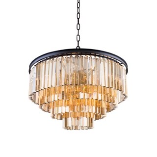 Royce Edge 17-Light Matte Black Chandelier (matte black (royal cut golden teak crystals)) - Chandeliers For Bedrooms by Overstock.com