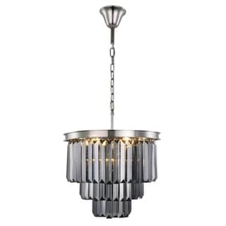 Royce Edge 9-Light Polished Nickel Chandelier (polished nickel (royal cut silver shade crystals)) - Chandeliers For Bedrooms by Overstock.com
