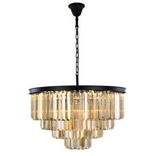 Royce Edge 17-Light Matte Black Chandelier (matte black (royal cut golden teak crystals)) - Chandeliers For Bedrooms by Overstock.com