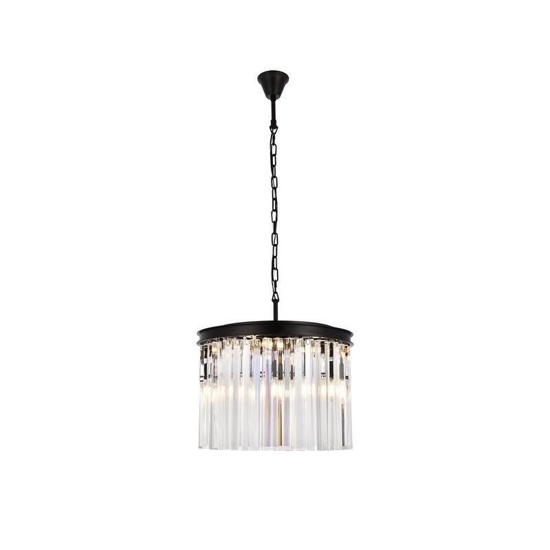 Royce Edge 6-Light Matte Black Pendant - matte black (royal cut clear crystals)