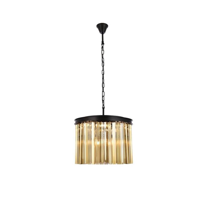 Royce Edge 6-Light Matte Black Pendant - matte black (royal cut golden teak crystals)