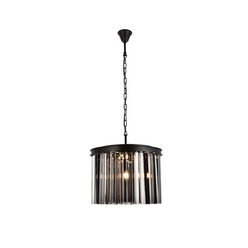 Royce Edge 6-Light Matte Black Pendant - matte black (royal cut silver shade crystals)