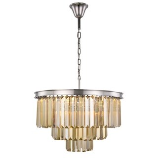 Royce Edge 9-Light Polished Nickel Chandelier (polished nickel (royal cut golden teak crystals)) - Chandeliers For Bedrooms by Overstock.com