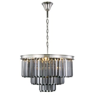 Royce Edge 9-Light Polished Nickel Chandelier (polished nickel (royal cut silver shade crystals)) - Chandeliers For Bedrooms by Overstock.com