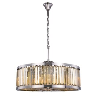 Royce Edge 10-Light Polished Nickel Chandelier (polished nickel (royal cut golden teak crystals)) - Chandeliers For Bedrooms by Overstock.com