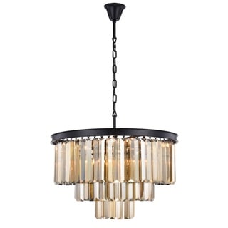 Royce Edge 9-Light Matte Black Chandelier (matte black (royal cut golden teak crystals)) - Chandeliers For Bedrooms by Overstock.com