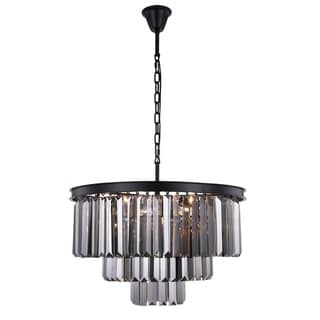 Royce Edge 9-Light Matte Black Chandelier (matte black (royal cut silver shade crystals)) - Chandeliers For Bedrooms by Overstock.com