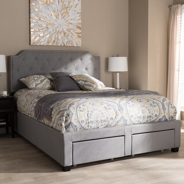 Contemporary Grey Fabric Storage Bed by Baxton Studio On Sale