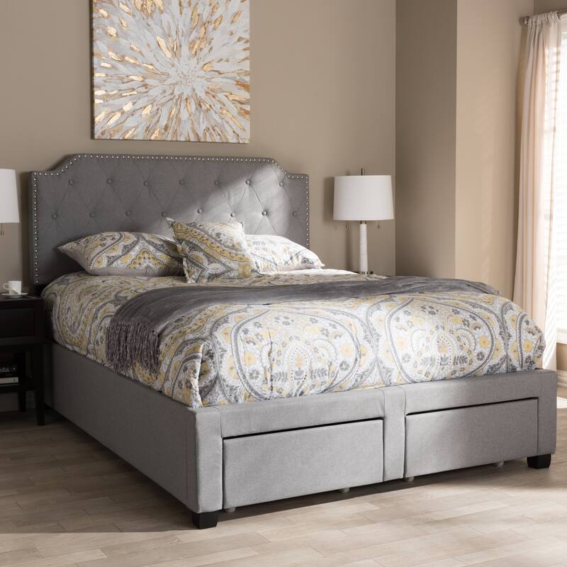 Contemporary Grey Fabric Storage Bed by Baxton Studio