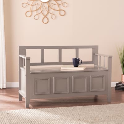SEI Furniture Ruckland Gray Storage Bench