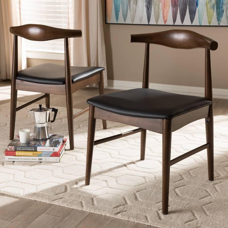 Mid-Century Black Dining Chair 2-Piece Set by Baxton Studio