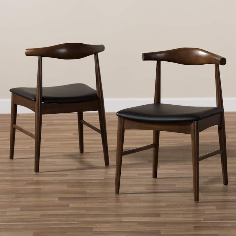 Mid-Century Black Dining Chair 2-Piece Set by Baxton Studio