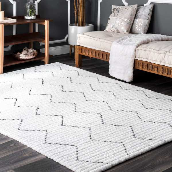 Nuloom Handmade Moroccan Trellis Striped White Area Rug 6 X 9 Nuloom Handmade Moroccan Trellis Striped White Area Rug 6 X27 X 9