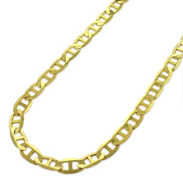 Shop 10k Yellow Gold 5mm Solid Mariner Anchor Link Flat Necklace Chain 16&quot; - 30&quot; - On Sale ...