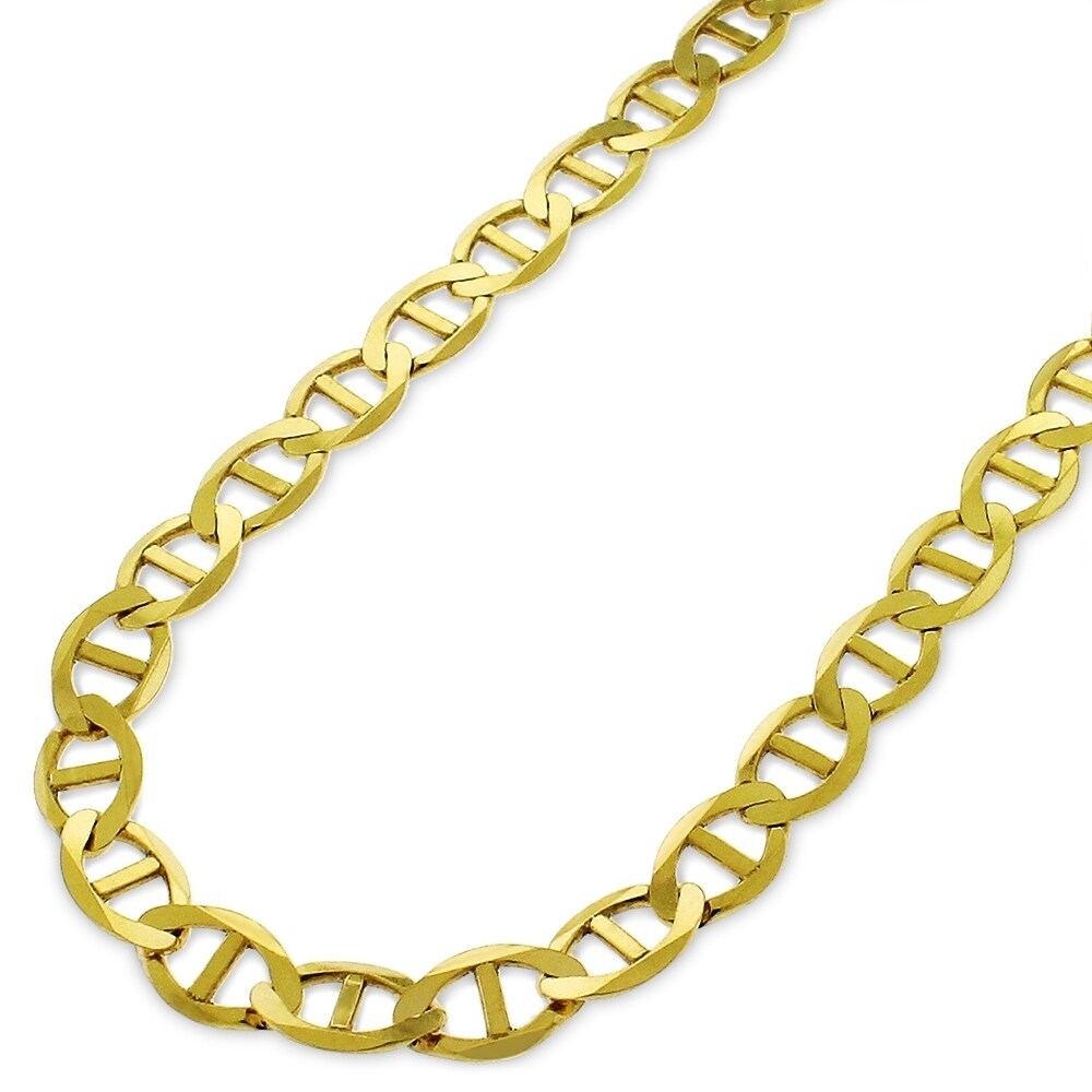 1.2mm Mariner Anchor Link Chain Necklace Real Solid 10K Yellow Gold