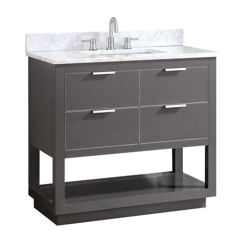 Avanity Allie 37 in. Vanity Combo in Twilight Gray with Silver Trim