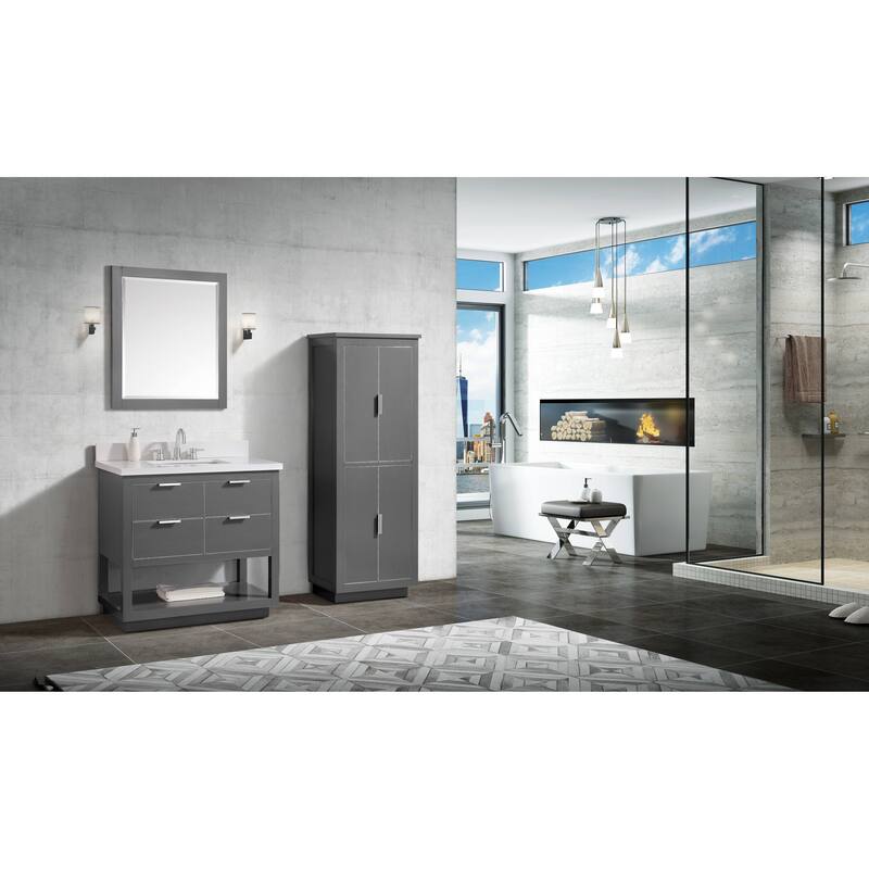 Avanity Allie 37 in. Vanity Combo in Twilight Gray with Silver Trim