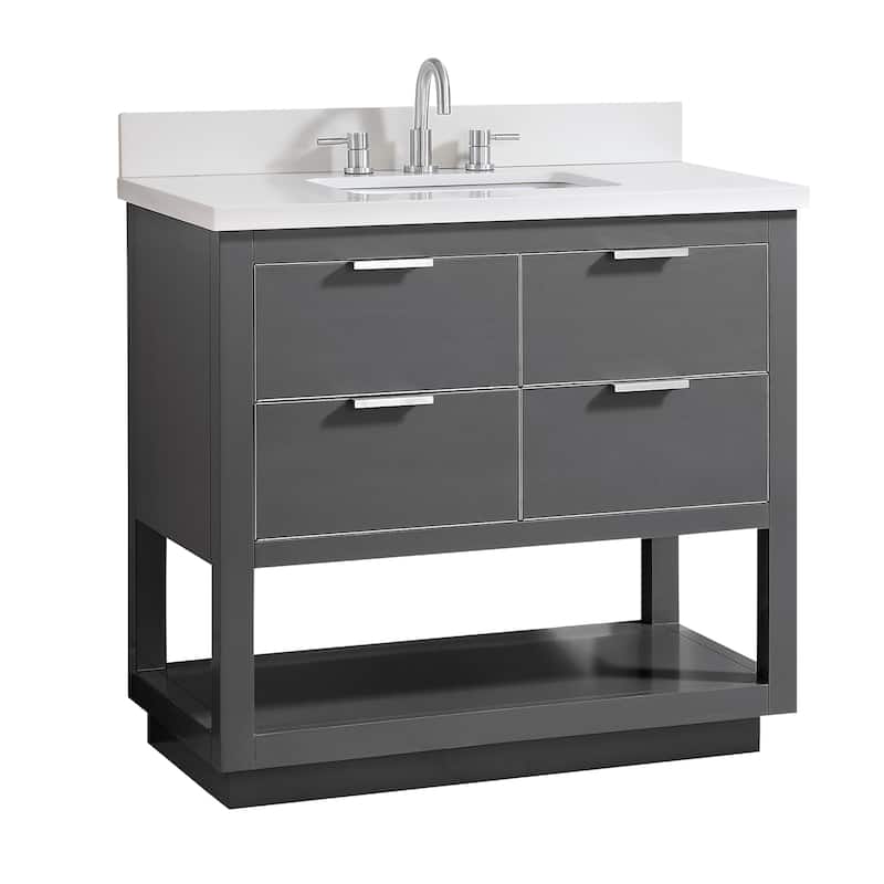 Avanity Allie 37 in. Vanity Combo in Twilight Gray with Silver Trim