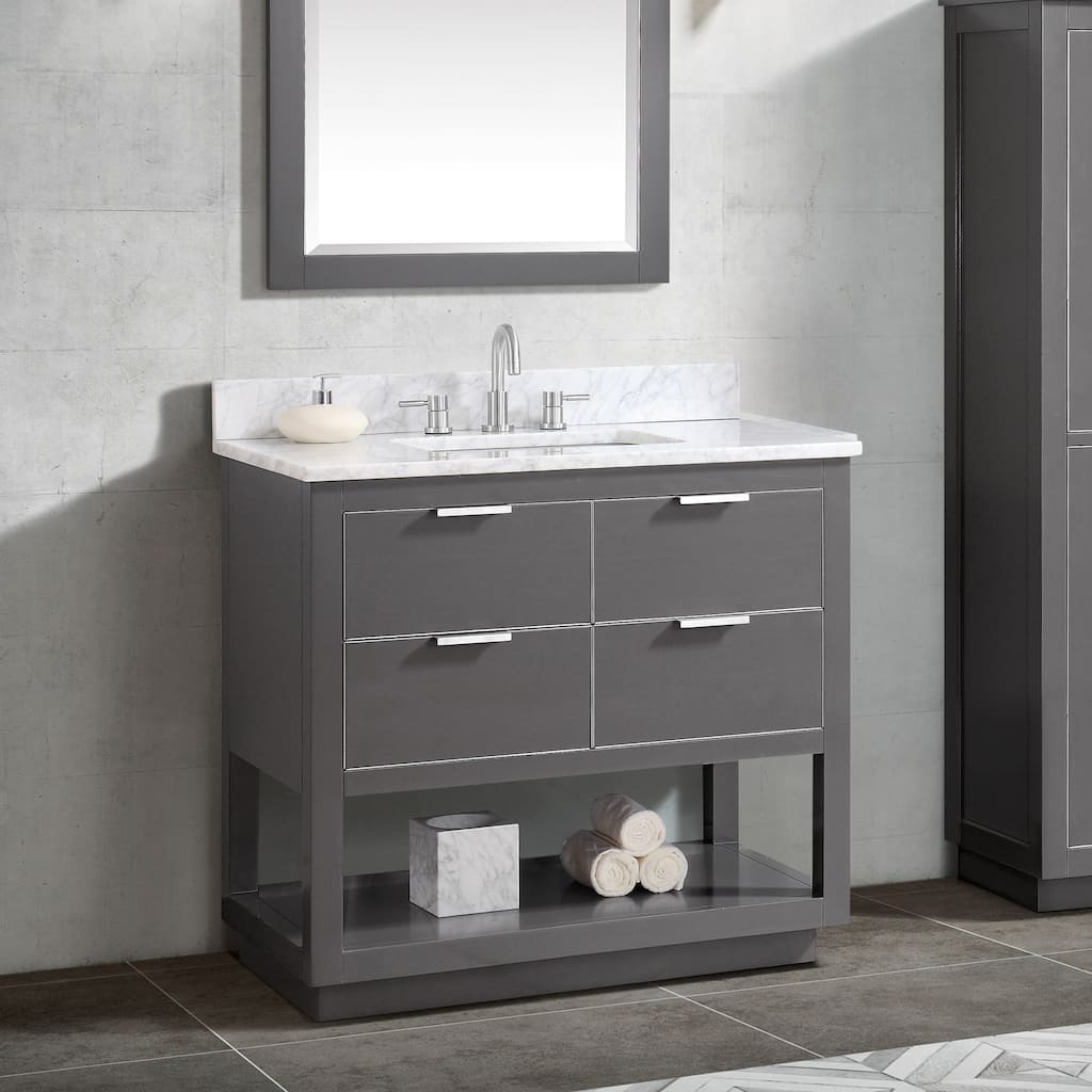 Avanity Allie 37 in. Vanity Combo in Twilight Gray with Silver Trim